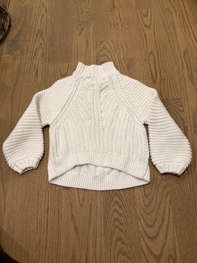 Free People Cream Cable Turtleneck Pullover
